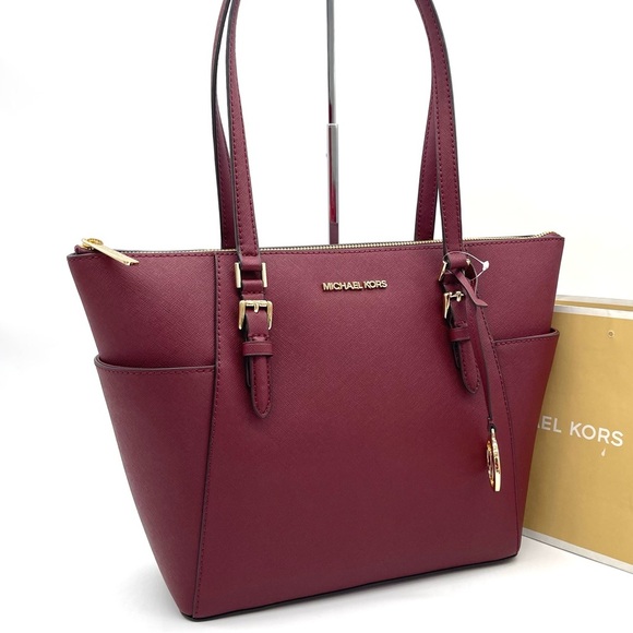 Michael Kors Large Charlotte Tote Bag Dark Cherry - Picture 4 of 8